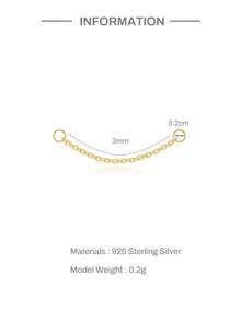 1PC 925 Sterling Silver Dangle Chain Attachment Beaded Nose Chain Double/Triple Layer Chain Connector Dangle Helix Cartilage Chain Accessory - Gold - View 21
