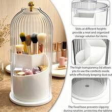 1pc Covered Toothbrush Holder/Makeup Brush Storage Box, 360 Degree Rotating Covered Makeup Brush Holder, Dust-Proof Makeup Brush Storage Box, Suitable For Vanity, Bathroom Countertop, Cosmetic Countertop Storage Rack, Apartment Dormitory Essentials, Suitable For College Students - Multicolor - View 6
