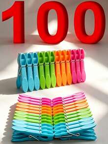 1/12/24pcs Clothespin Set, 73mm Colorful Plastic Clothespins And Sock Clips, Back To School Essential, Spring-Loaded Thickened Clothespins, Suitable For Clothes, Towels And Socks Laundry Clip Set (Random Color) - Multicolor - View 1