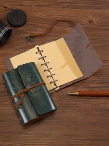 A7 Leather Notebook Diary, Kraft Paper, Vintage Spiral Bound Replaceable Inner Pages Sketchbook Travel Journal, Blank Pages For Writing, Souvenir, Suitable As Gift For Girls, Gift For Boyfriend - A - View 6