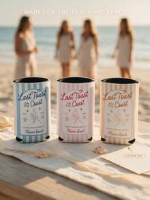 Custom Text Bachelorette Can Cooler, Personalized Coastal Last Toast Neoprene Can Sleeve, Beach Party Drink Holder For Bride Squad, Bridesmaid Gift For Bridal Shower, Pool Party And Girls Weekend - Multicolor - View 2