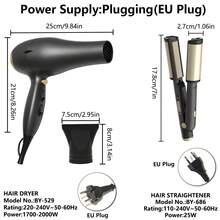 Raytix Hair Dryer + Straightening & Curling Iron Combo - Grey - View 9