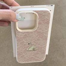 1件個性化天鵝波點圖案美學圖形黑色液態直邊手機殼，適用於 iPhone 16/16 Pro/16 Plus - 彩色 - 查看 3
