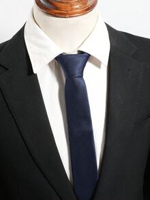 1Pc Men Dark Navy Vintage Damask Jacquard Slim Neck Tie Glossy Formal Business Wedding Suit Accessory - Multicolor - View 2