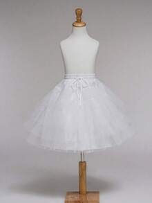1pc White Ballet Tulle Mini Petticoat, Stiff Tulle Tutu Skirt, Suitable For Dance Performance And Dress Matching - Three-layer Boneless Uneven Skirt Support - View 1