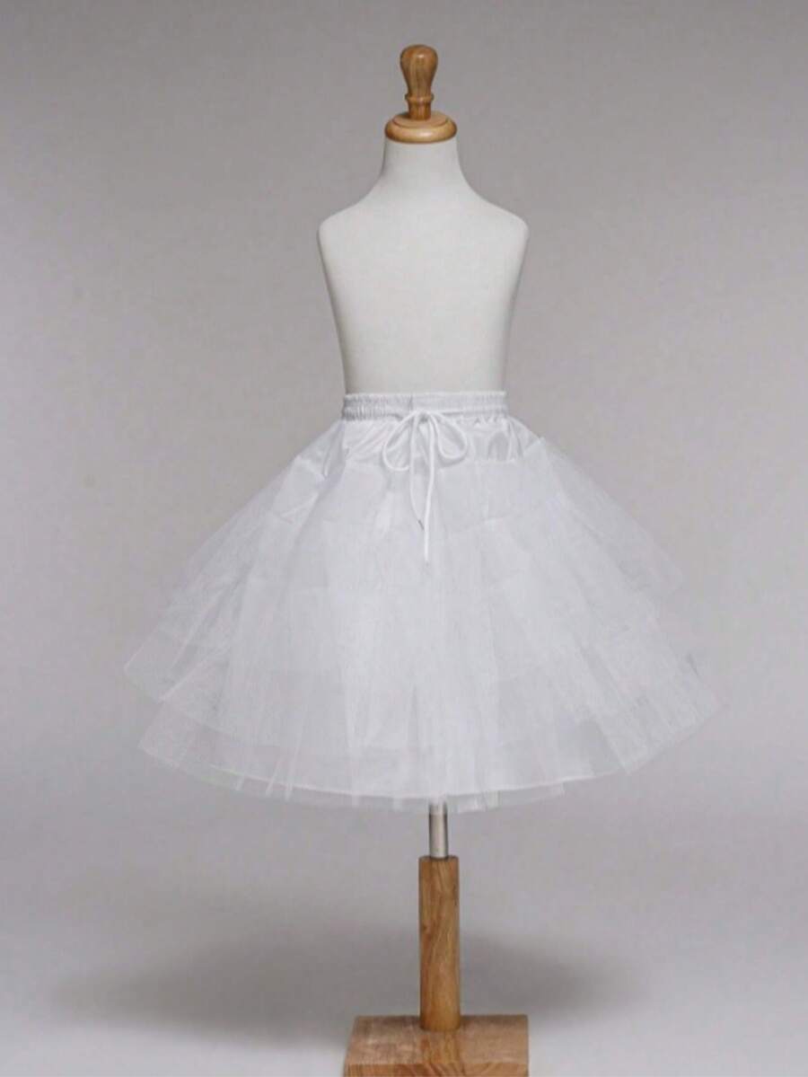 1pc White Ballet Tulle Mini Petticoat, Stiff Tulle Tutu Skirt, Suitable For Dance Performance And Dress Matching - Three-layer Boneless Uneven Skirt Support - View 1