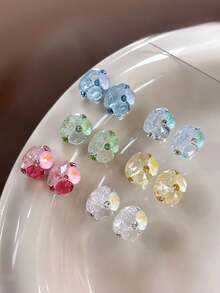 5 buah Hiasan Kuku Rhinestone Telur Merpati Bunga Es, Warna Permen Musim Panas, Bola Rhinestone Es Hancur Oval Tanpa Dasar, Aksesori Dekorasi Kuku 3D - MultiWarna - View 6