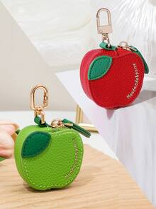 CHARM INFINITE Lovely Apple Fruit Keychain Mini Coin Purse, Lychee Grain Zipper Storage Bag, Sweet Backpack Charm Ornament For Girls Birthday Holiday Party Gift - Multicolor - View 2