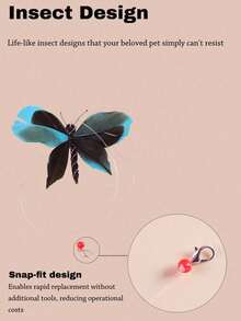 3/5PCSRetractable Cat Teaser Wand, Multicolor Butterfly & Dragonfly Replacement Refills, Interactive Cat Toy For Indoor Kittens And Adult Cats, Relieve Boredom, Ideal Pet Gift For Birthday, Holiday - Multicolor - View 6