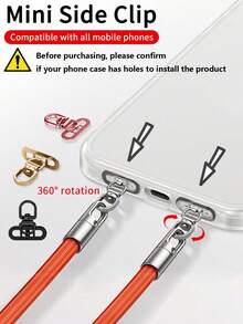 2/4/6pcs Mini 360° Rotating Ultra-Thin Stainless Steel Metal Phone Lanyard Clip, Multiple Macaron Color Options Compatible With IPhone 18, DIY Phone Case Side Hanging Speaker Hole, Single Hole Metal Connector, Anti-Drop Anti-Loss Finger Holder, Compact Ultra-Thin, Comfortable Grip, Phone Charm Decoration, Creative Personalized Phone Lanyard Connector, Phone Case Back Adhesive Pad Fixed Bracket, Universal Phone Accessory - Multicolor - View 4