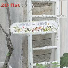 2D Flat Charming Bird & Floral Wooden Welcome Sign - Rustic Green, Wall-Mounted Indoor Signage, Suitable For Porch Or Wedding Decor, Bird Decoration - A - View 2