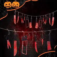 Halloween Horror Haunted House Prank Decor , Cleaver And Paper Bunting - Multicolor - View 3