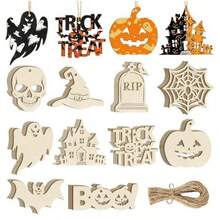 Wooden Pumpkin Wood Slices Halloween Graffiti Holiday DIY Painting Christmas Decoration Craft Wood Slices - Multicolor - View 1