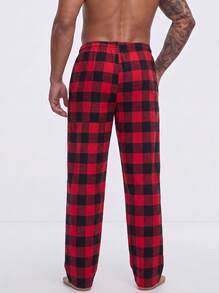 Snug League 1pc Vintage Black & Red Plaid Men's Pajama Pants - Loose, Comfortable, With Pockets, Fall, Winter - Multicolor - View 6