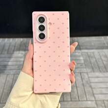 可愛清新全螢幕愛心圖案粉色手機殼，相容 ZFold 8 Wide，可折疊翻蓋手機殼，中性防摔保護殼 - 粉 - 查看 2