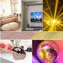 Self-Adhesive Mosaic Mirror Decorative Glass Wall Sticker, Waterproof Bathroom Mirror Frame Sticker, DIY - Multicolor - View 9