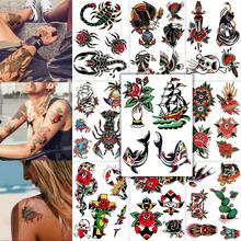 FTVLTAT Old School Temporary Tattoos - Set Of 9 Large Vintage Style Sheets, Retro Fake Tattoos For Adults, Snake Skull Scorpion Patterns, Perfect For Party Daily Body Decoration - Multicolor - View 10