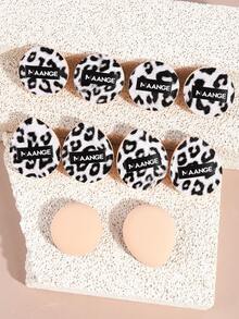 MAANGE 5/10pcs Black & White Leopard Print Professional Makeup Sponges, Dual-Use Dry & Wet, Soft Skin-Friendly Sponge, Suitable For Daily Makeup Use, Essential Travel Makeup Tool, Gift For Girls - Multicolor - View 4