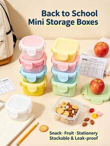 1/2/6pcs Mini Food Storage Containers, Mini Transparent Containers With Lids, Sealed Food Storage Boxes, Rectangular Plastic Sealed Storage Boxes, Small Food Containers Plastic Sealed Boxes, Multi-Functional Seasoning Boxes, School Supplies, Student Essentials - Multicolor - View 2