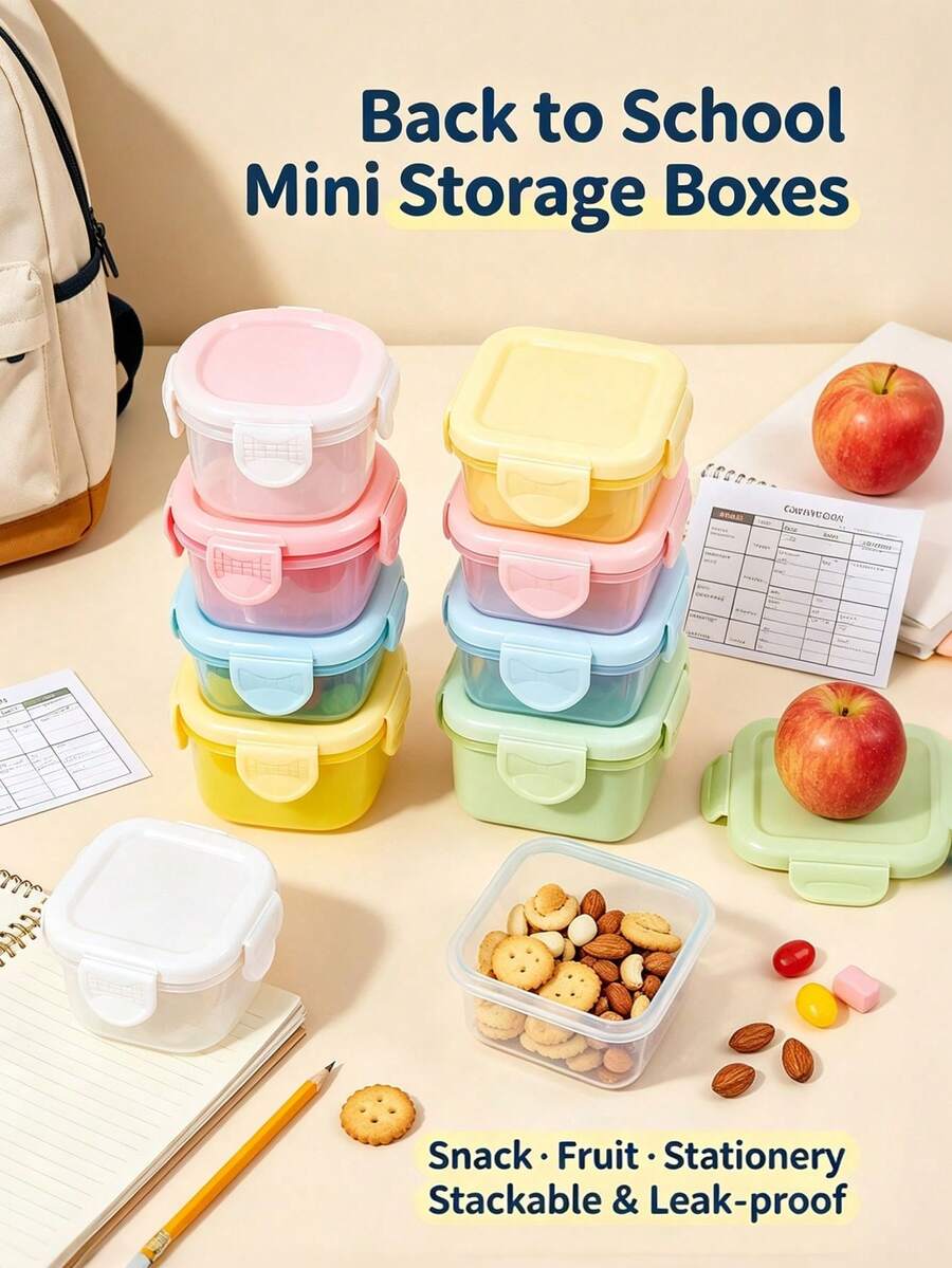 1/2/6pcs Mini Food Storage Containers, Mini Transparent Containers With Lids, Sealed Food Storage Boxes, Rectangular Plastic Sealed Storage Boxes, Small Food Containers Plastic Sealed Boxes, Multi-Functional Seasoning Boxes, School Supplies, Student Essentials