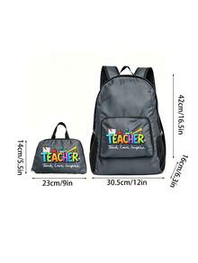 Ransel Lipat Motif Guru yang Menyenangkan, Tas Penyimpanan Genggam Ringan, Ransel Perjalanan Portabel, Saku Resleting Depan Praktis dengan Desain Saku Jala Ganda di Samping, Kompartemen Utama Kapasitas Besar untuk Mudah Dilipat dan Dimasukkan ke dalam Tas Pribadi, Cocok untuk Perjalanan dan Perjalanan Jarak Pendek Ringan, Ideal untuk Guru dan Komuter Harian yang Mencari Perjalanan Ringan, Barang Penyimpanan Praktis untuk Semua Musim, Hadiah Penuh Perhatian yang Sempurna untuk Apresiasi Hari Guru dan Perlengkapan Perjalanan Kembali ke Sekolah - MultiWarna - View 10