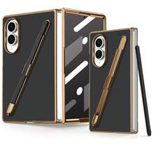 VIETAO Electroplated Design Built-In Pen Phone Case Compatible With Samsung Galaxy Z Fold 8 Ultra 7 6 5 4 Carbon Fiber Texture Phone Protective Shell - Black - View 8