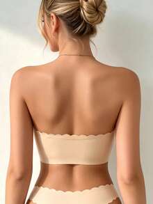Front Buckle Strapless Strapless Strapless Strapless Wavy Edge Seamless Lingerie For Women, Sexy And Comfortable Without Steel Ring, Anti Sagging Bra - Apricot - View 8