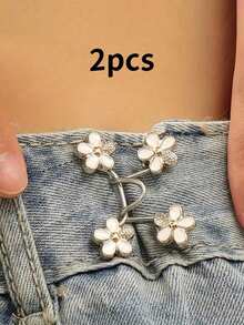 1pc Women's Metal Fashion Acanthus Pattern Waist Buckle, Detachable Adjustable For Pants And Skirts, Anti-Exposure, Suitable For Summer Daily Casual Use, Gift For Friends - White - View 8