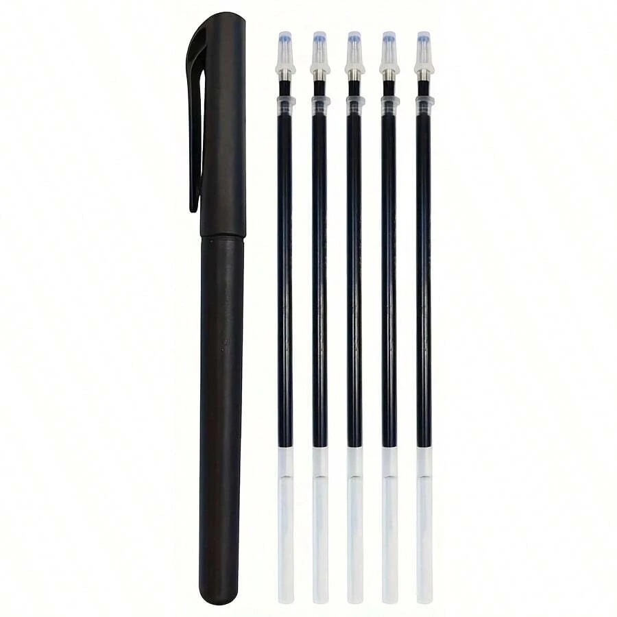 6pcs (1 Empty Pen Holder And 5 Magic Ink Cartridges) Magic Pen And Magic Copy Pen Ink Cartridges, Disappearing Ink Pen With Writing Training Function, Grooved Disappearing Ink Pen For Books, Drawing Book Material - 1 Pen With 5 Refills - View 1