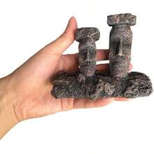 Aquarium Bubble Decor Fish Tank Ornament Aquarium Air Stone Decoration Easter Island Moai Statue (Grey - Moai - Air Stone) - Style A - View 5
