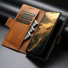 SUTENI 人造皮革卡夾支架錢包 磁吸扣翻蓋手機殼 適用 Galaxy Z Fold 8 Ultra 7 中性款 送親友長輩的節日禮物 - 彩色 - 查看 5