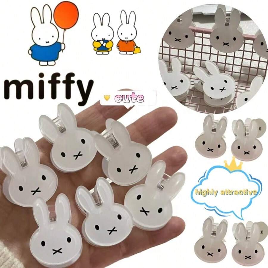 MIFFY 2 قطعة مشبك تثبيت زخرفي شفاف أبيض على شكل أرنب لطيف متعدد الاستخدامات، مشبك صغير للصور والملاحظات وتخزين المكتب المنزلي، لوازم مكتبية يومية لطيفة، مشبك زنبركي برأس أرنب كرتوني لطيف، إكسسوارات زخرفية DIY - متعدد الألوان - مشاهدة 1