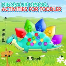 Dinosaur Color Sorting Toy Fine Motor Matching Game Travel Montessori Finger Toy Suitable For Autism Perfect Easter Basket Gift For 2-6 Year Old Boys - 彩色 - 查看 9