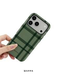 GIIPPA 1件深綠色不規則格紋設計手機殼，適用於Phone 17 Pro Max，兼容Phone 16 Pro Max、15 Pro Max、14 Pro Max，韓系高端時尚趣味手機殼，適合11/12/13/14/15/16 Pro Max Plus，男女皆宜的優雅設計，聖誕節、情人節、復活節、婚禮季與生日送女友的完美禮物！ - 墨綠色 - 查看 5