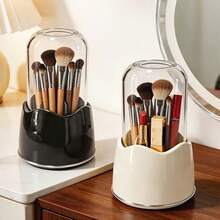 1 buah Organizer Kecantikan Minimalis dengan Tutup dan Mekanisme Putar, Wadah Penyimpanan Transparan Anti Debu yang Dapat Diputar 360 Derajat untuk Kuas Makeup, Eyeliner, dan Lipstik, Wadah Rapi untuk Meja Rias dan Meja Kamar Mandi - MultiWarna - View 12