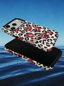 GIIPPA 1pc Leopard Print Red Lips Pattern Design, Phone 17 Pro Max Phone Case, Compatible With Phone 16 Pro Max, 15 Pro Max, 14 Pro Max, Korean Style High-End Fashion Fun Phone Case, Suitable For 11/12/13/14/15/16 Pro Max Plus, Elegant Design For Men And Women, Perfect Gift For Girlfriend On Christmas, Valentine's Day, Easter, Wedding Season And Birthday! - Multicolor 1 - View 2