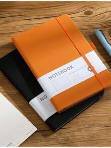 1 Set Multi-Color Soft-Touch PU Faux Leather Hardcover Wide-Ruled Notebook, With Elastic Band And Bookmark Ribbon, Thick 100g Beige Lined Writing Pages; Thick Waterproof Dustproof Matte PU Hard Cover Anti-Crack And Anti-Deformation, Beige Inner Paper Non-Bleed, 320 Pages Large Capacity Sewn Binding Can Lay Flat; Halloween Gift, Thanksgiving Employee Benefit, Easter Gift Box Accessory - 1 Set - View 4