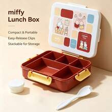 1pc Authentic Miffy Leisure Time Rectangular Lunch Box, 1000ml Large Capacity, Perfect For Daily Commute And Outdoor Outings, Great Gift For Family And Friends - Multicolor - View 4