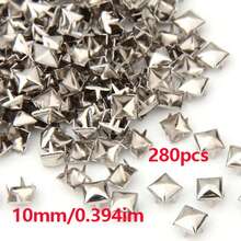 50pcs/100pcs/160pcs/220pcs Square Pyramid Studs, Suitable For Clothing, Bags, Leather, Shoes, Punk Rock DIY Crafts, 4-Prong Metal Stud Rivet Spike Accessories - Silver - View 26
