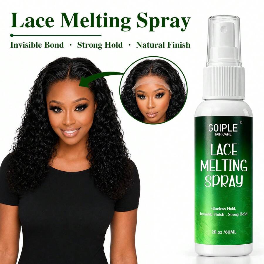 GOIPLE 60ml Lace Wig Spray, Fast-Bonding Wig Edge Melting Spray, Seamless Effect Lace Wig Adhesive Spray, Strong Invisible, Specially Designed For Lace Wigs - G-60ml-melting-spray - View 1