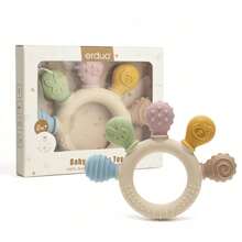 Ba By Teething , Colorful Soft Silicone Teething Ring, Sensory Teether, Suitable For 0-3 Years Old Infants And Toddlers - Multicolor - View 6