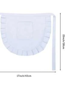 1pc Children's Short Apron, White Elegant, Very Practical And Durable Short Apron With Simple White Waistband - Multicolor - View 2