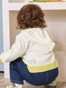 Balabala Kids Knit Cardigan Sweater Soft Long Sleeve Pullover Jacket Cute Fall Winter Baby Clothing - Yellow-green Hue - View 3