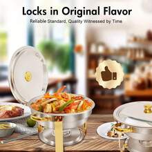 LAISONWARE 2/4/6pcs 5QT Stainless Steel Round Buffet Chafing Dish Set, Suitable For Buffet, Home Party, Christmas Gathering, Catering Events, Complete Buffet Warming Tray Set, Suitable For Cooking, Holiday Theme, Food, No Power Required, Essential For Holiday Buffet - Multicolor - View 6