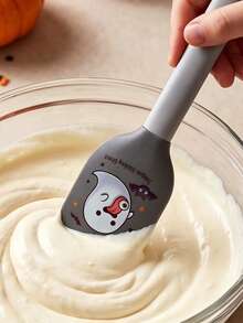 Custom Text Logo Halloween Theme Silicone Scraper, Heat-Resistant Non-Stick Baking Spatula, Cute Cartoon Pumpkin Cat Skull Pattern, Reusable Kitchen Utensil, Suitable For Cooking Baking Stirring Scraping, Dishwasher Baking Tool - Multicolor - View 4