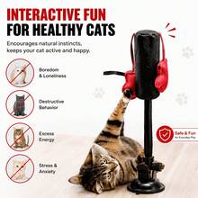 Self-Entertainment Cat Boxing Suction Cup Toy, Adjustable Soft Pole Cat Interactive Punching Bag, No Battery Required For Long-Lasting Play, Indoor Exercise And Boredom Relief For Kittens, Fun Home Pet Interactive Toy - View 4