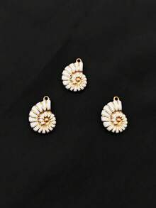 3/5/10pcs Stainless Steel 18K Gold Plated White Shell Oil Drop Necklace Pendant, Ocean Style Beach Vacation Multi-Shape Pendant, DIY Necklace Earring Jewelry Accessories - White - View 4