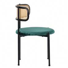 Velvet Dining Chair Set Of 4 Modern Simple Leisure Chair With Four Metal Support Legs Rattan Leisure Chair Living Room Bedroom Chair Green 105.5 X 63 X 20.5cm - Green - View 10
