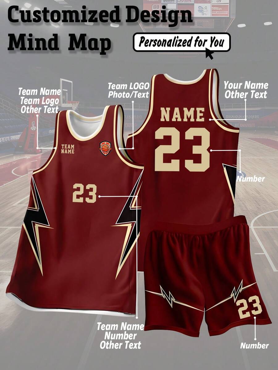 Custom Basketball Jersey Set, Personalized Name Number Logo Basketball Uniform, Comfortable Sports Wear, Suitable For Games And Training, Unisex, Team Sports Outfit
