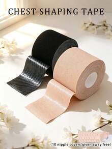 1 Roll Of Freely Cutable Breast Tape (Includes 10 Nipple Covers), Highly Adhesive, Long-Lasting And Stable, Perfect For Deep V-Neck Wear Without A Bra - Multicolor - View 1